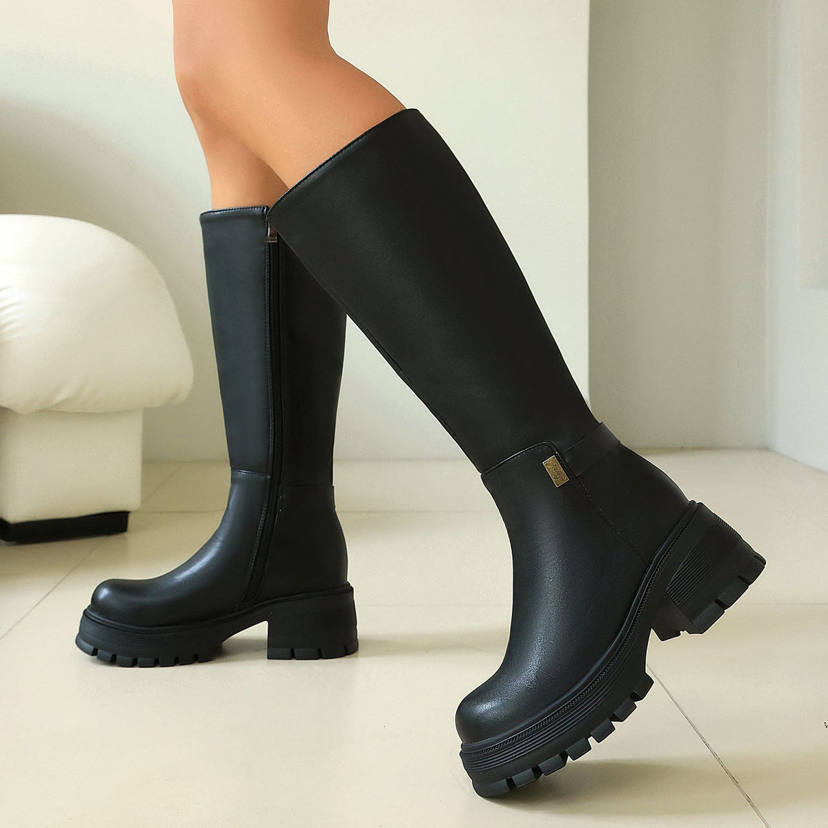 High Heel Überkniestiefel für Damen, Wildlederoptik, Punk-Stil