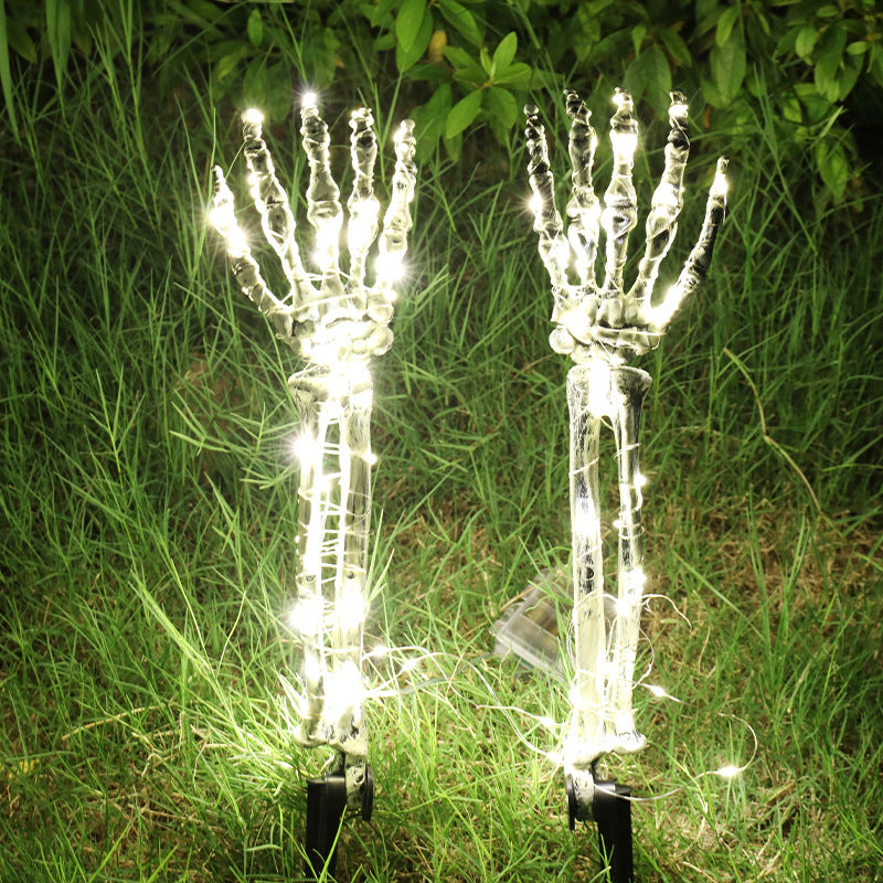 Halloween Decoration Plastic Skeleton Hand LED Glow Ghost Hand Prop Ground Stake Light-Up Decor