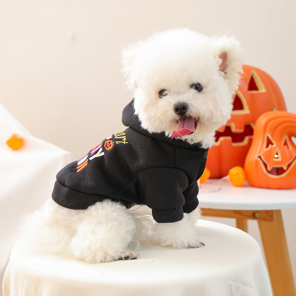 Pet Clothes Autumn Winter Small Dog Puppy Holiday Letter Embroidery Halloween Sweatshirt
