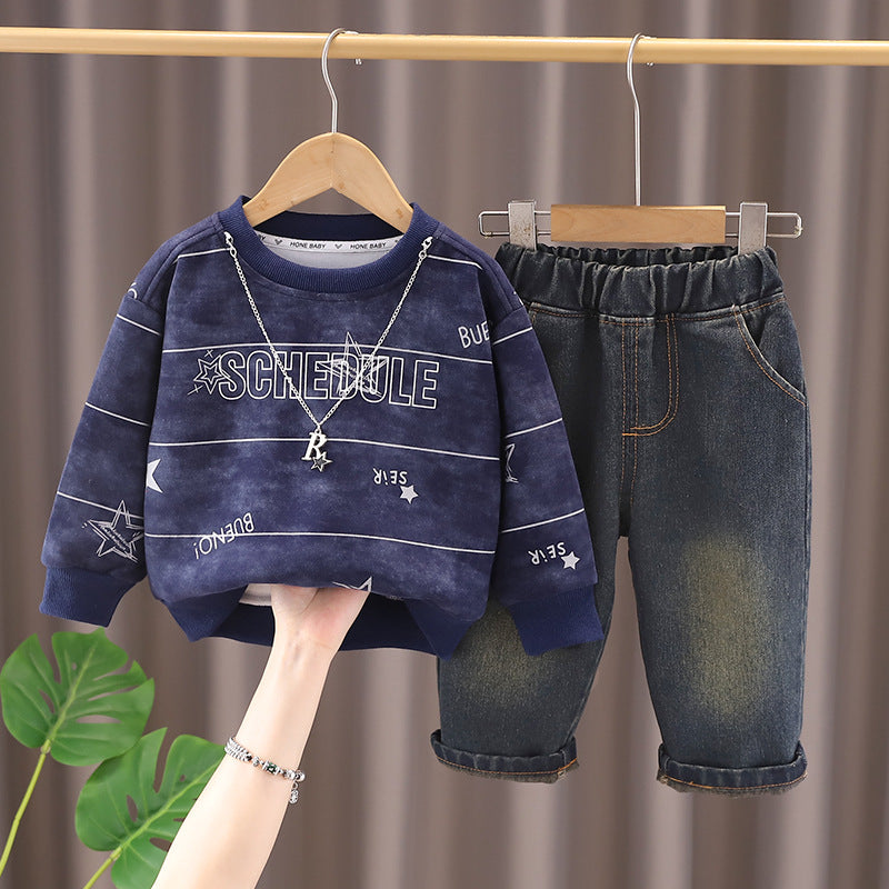 Two piece hoodie pants for baby boys
