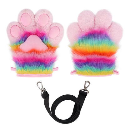 Plüsch-Umhängetasche Regenbogen Tierpfoten-Design
