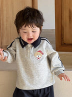 College Style Cartoon Long Sleeve Hoodie and Pants Two-Piece Set Children's Clothing