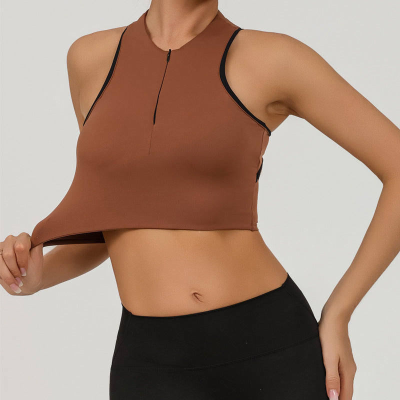 Yoga-Crop-Top mit Reissverschluss