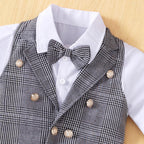 Children's Suit Checkered Vest Set Long Sleeve Shirt