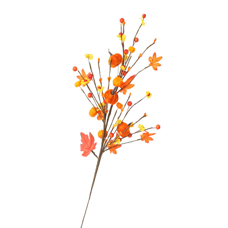 Halloween Decorations Autumn Maple Leaf Pumpkin Stem Flower Bouquet Home Party Decoration
