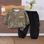 Spring and Autumn Long sleeved Hoodie Two piece Set