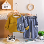 Spring and Autumn Splicing Long Sleeve Hoodie Two Piece Set for Men