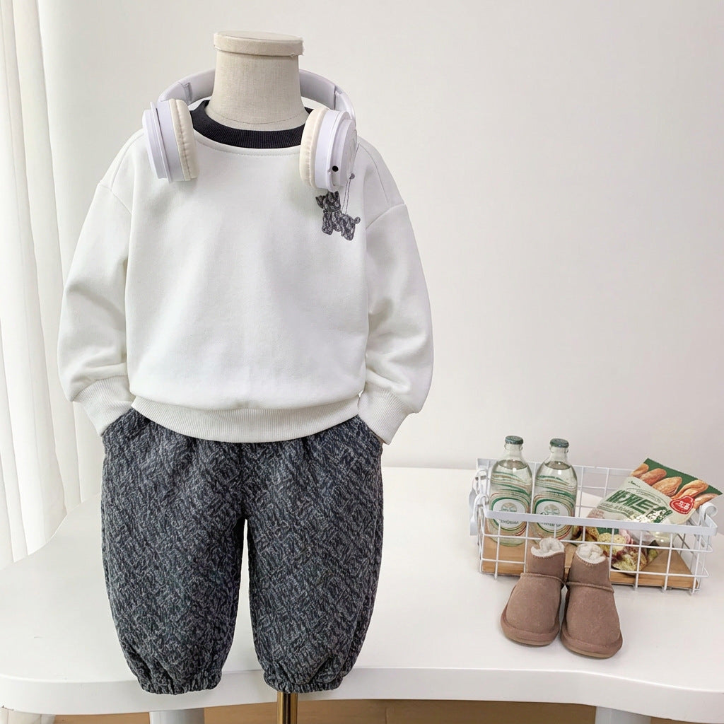 Two piece set of children's spring and autumn casual hoodie
