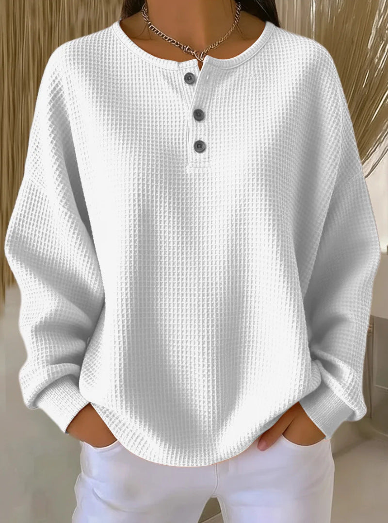 Round neck solid color pullover loose top