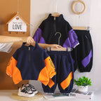 Children's Spring and Autumn Baby Half Zipper Long Sleeve Hoodie Two Piece Set