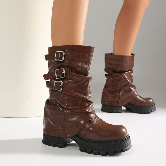 Plateau-Stiefeletten Damen Punk-Style – Herbst/Winter