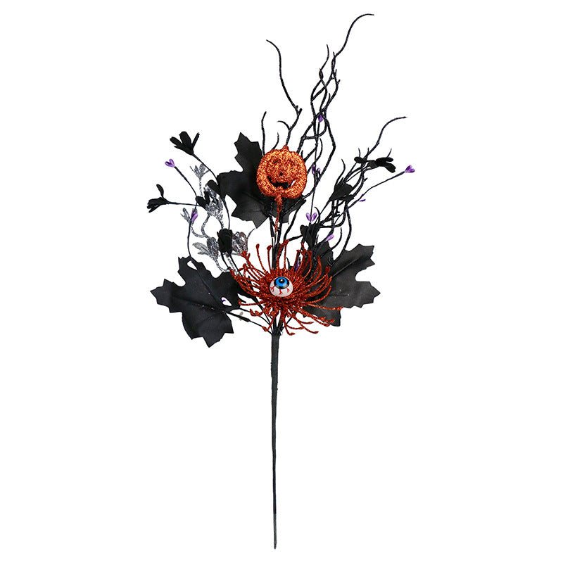 Halloween Decoration Ins Horror Pumpkin Maple Leaf Eyeball Flower Branch Insert Home Party Ornament