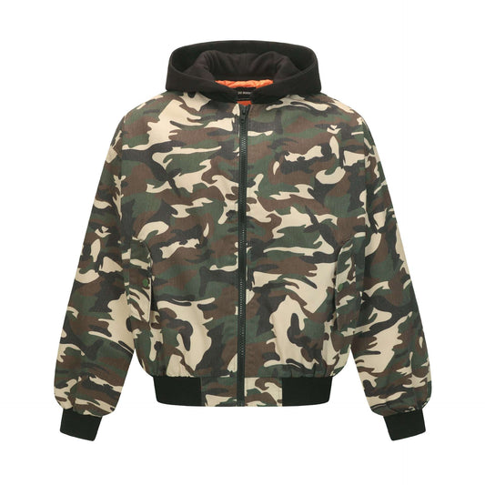 Camouflage-Patchwork Hoodie-Jacke, locker, Casual Outerwear