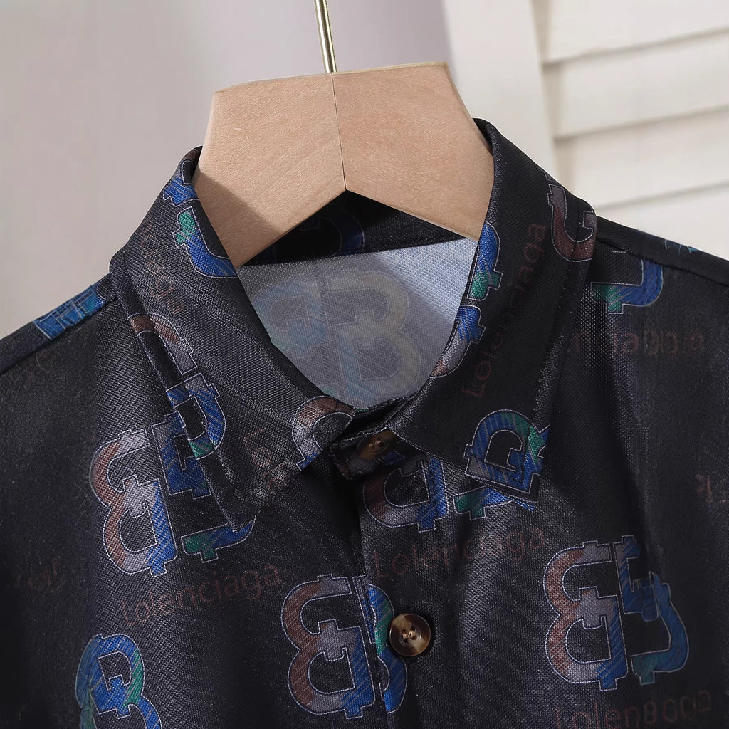 Children's Letter Print Short Sleeve Shirt Two-Piece Set