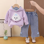 Children's Spring and Autumn Clothing Baby Cartoon Hoodie Two Piece Set