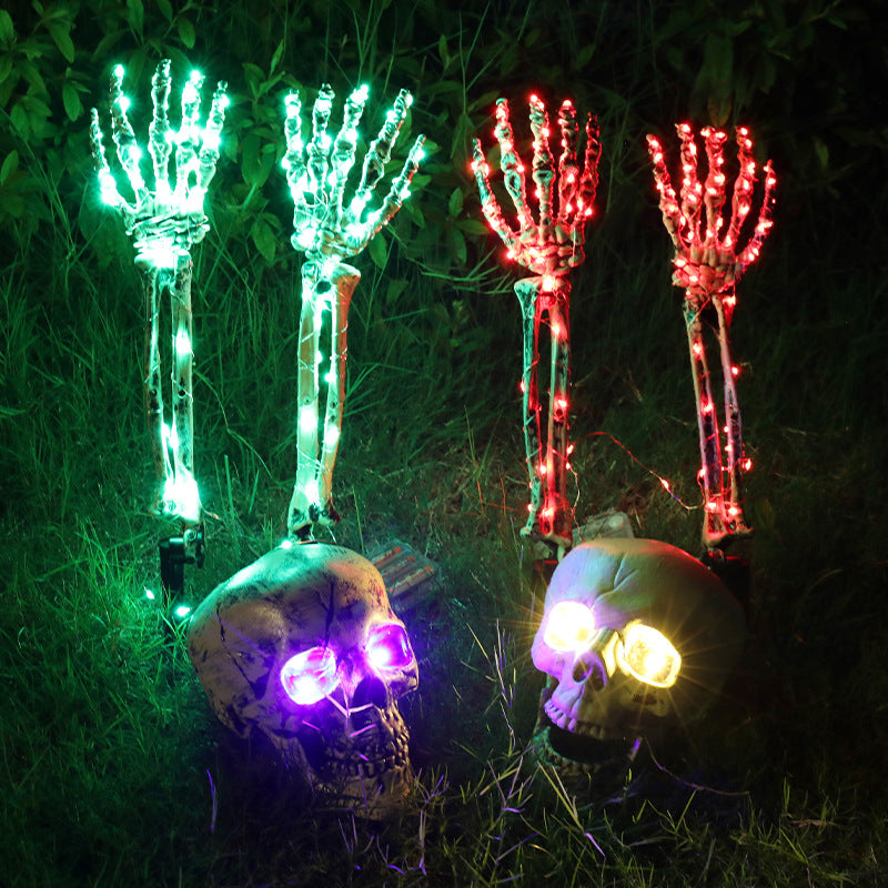 Halloween Decoration Plastic Skeleton Hand LED Glow Ghost Hand Prop Ground Stake Light-Up Decor