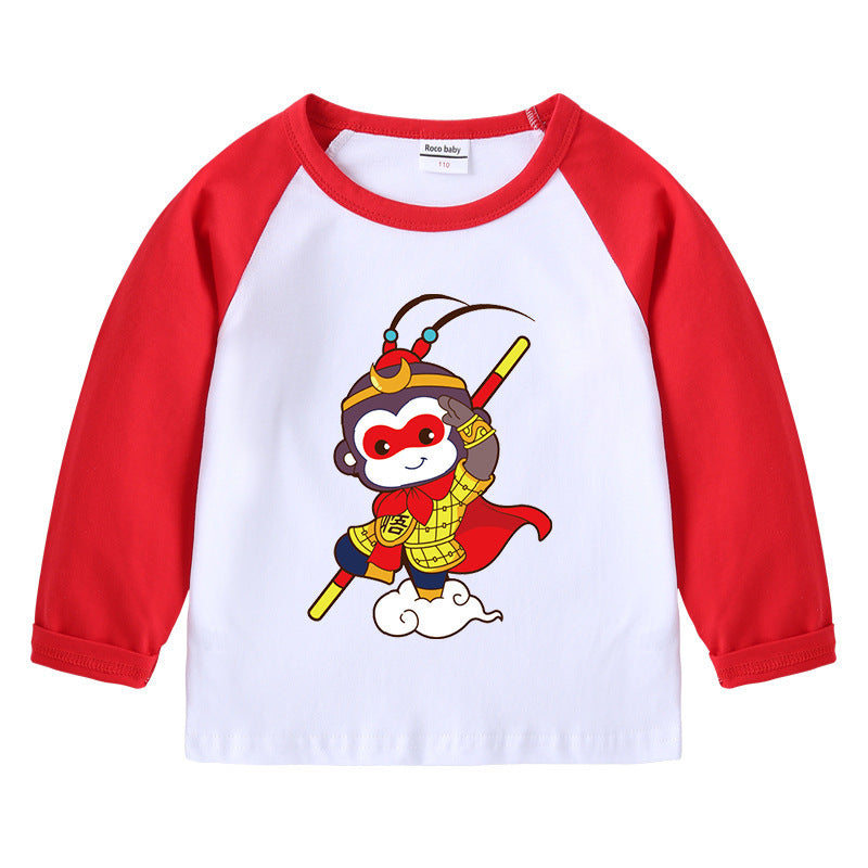 Round neck cartoon long sleeved top
