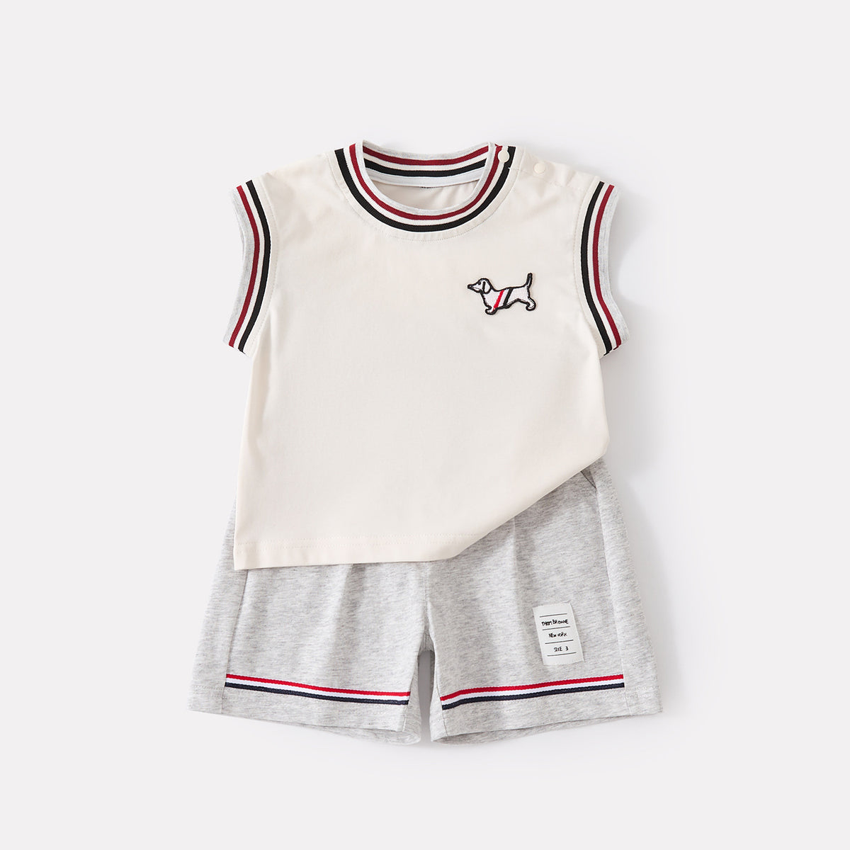Bestickte Baby-Weste im Colorblock-Design mit Shorts, 2-teilig