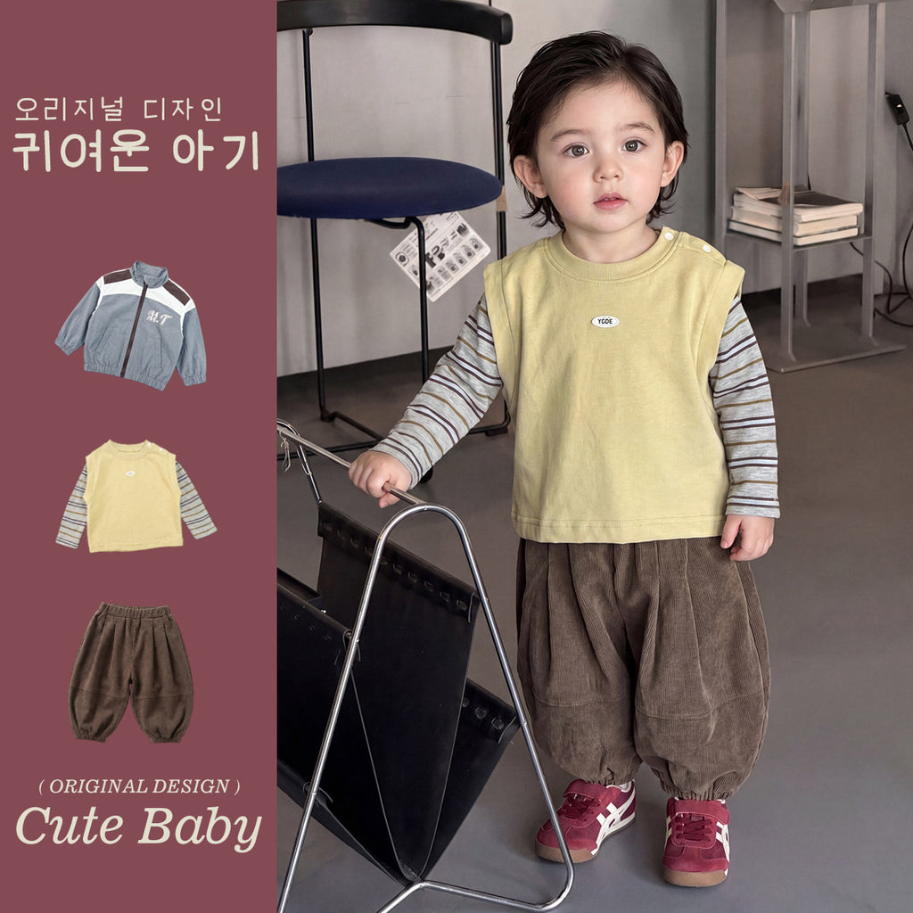 Jacket T-Shirt Corduroy Pants  Stylish 3-Piece Set