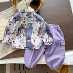 Baby autumn casual shirt long sleeved two-piece set