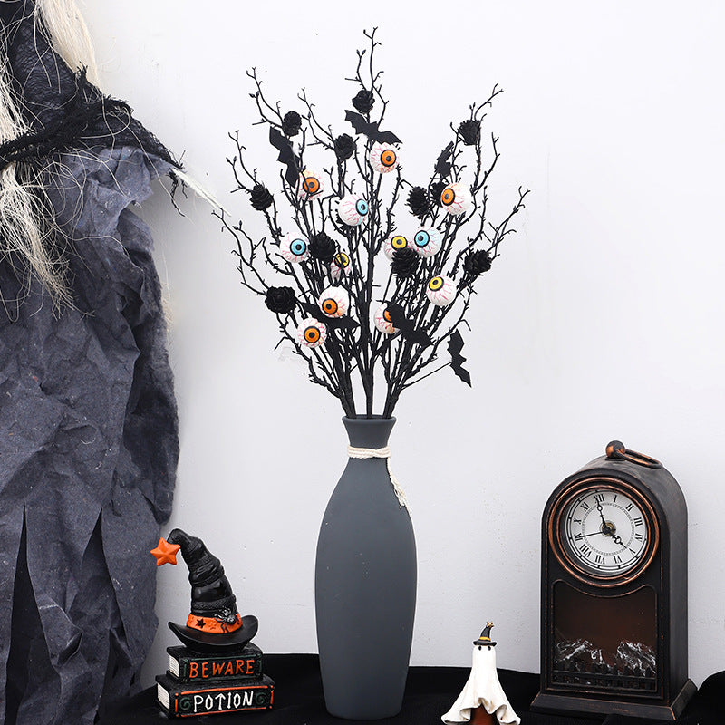 Halloween Decorations Creative Maple Leaf Bat Pinecone Eyeball Stem Bouquet Accessories Home Decor Items
