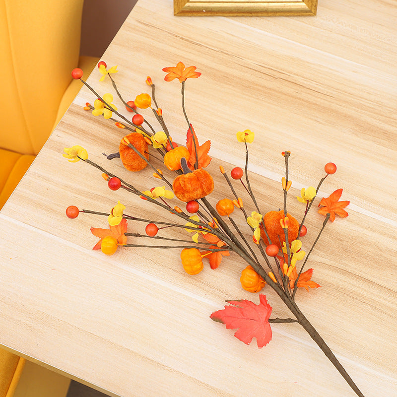 Halloween Decorations Autumn Maple Leaf Pumpkin Stem Flower Bouquet Home Party Decoration