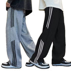 Boy's Straight Leg Pants Striped Casual Loose Fit Trousers for Kids