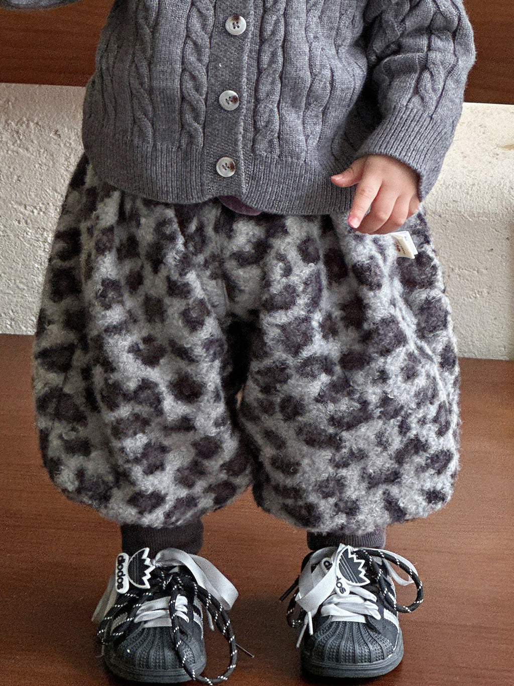 Cardigan Sweater Leopard Print Pants Three-Piece Set Outfit Boy Casual Clothing Set