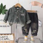 Casual suit denim long sleeved two-piece set