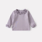 Long Sleeve Bodysuit with Bow Print Knit Overalls Set for Autumn
