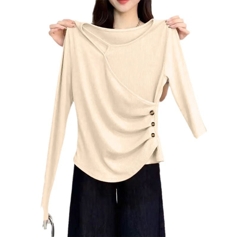 Langarm-Shirt Damen Slim Fit Bodycon – Basic Top Herbst/Winter