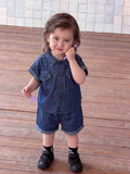 Casual  Thin Denim Outfit for Boys, A-Class Short Sleeve T-Shirt Stylish Two-Piece Clothing for Kids