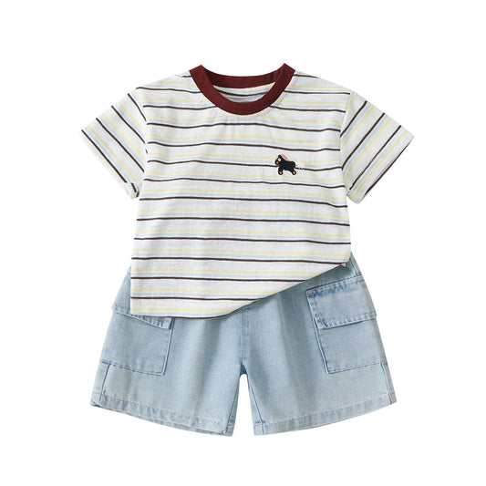 Baby-Set: Shirt + Jeans-Shorts