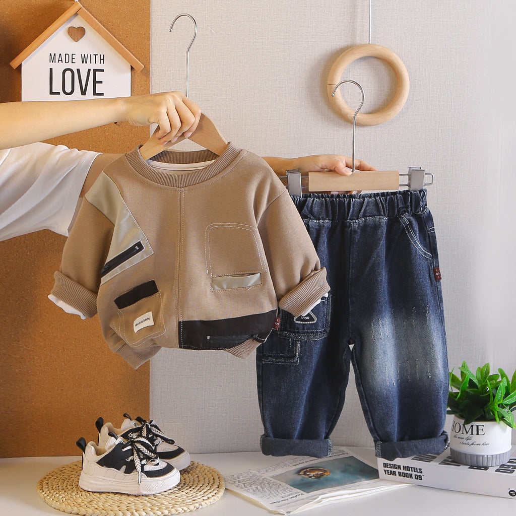 Children's autumn clothing, baby long sleeved hoodie two-piece set