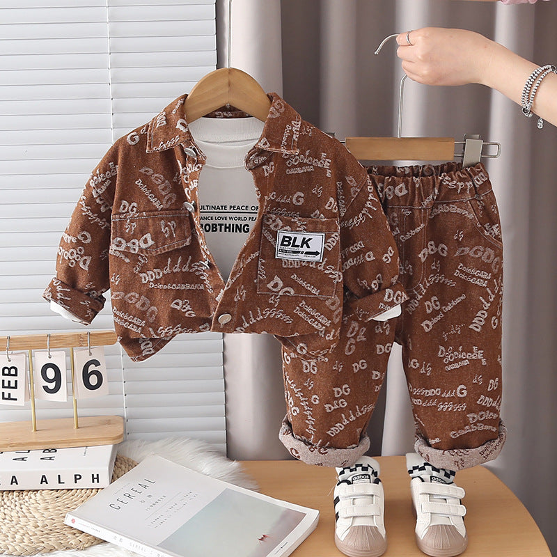 Coat long sleeved three piece set for baby and children's clothing