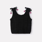 Bow Knit Vest and Mesh Skirt Two-Piece Set for Baby Girls Casual Cool Style