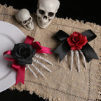 Halloween Skull Skeleton Hand Hair Clip, Ghost Festival Horror Rose Bow Ghost Hand Side Hair Clip