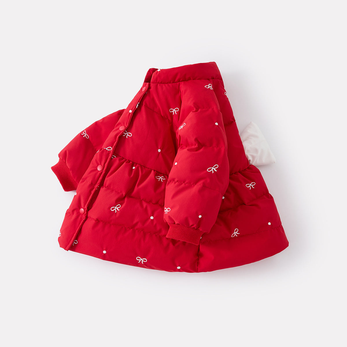 Daunenmantel für Mädchen mit Schleife
