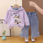 Baby girl hooded long sleeved two-piece set for infants and children