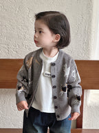 Outerwear Knit Sweater and Pants Three-Piece Set Outfit Cardigan Ensemble for Boys