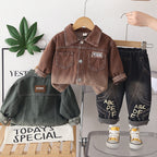 Casual suit denim long sleeved two-piece set