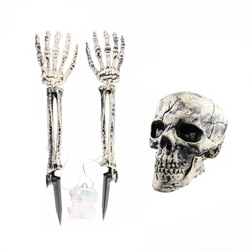 Halloween Decoration Plastic Skeleton Hand LED Glow Ghost Hand Prop Ground Stake Light-Up Decor
