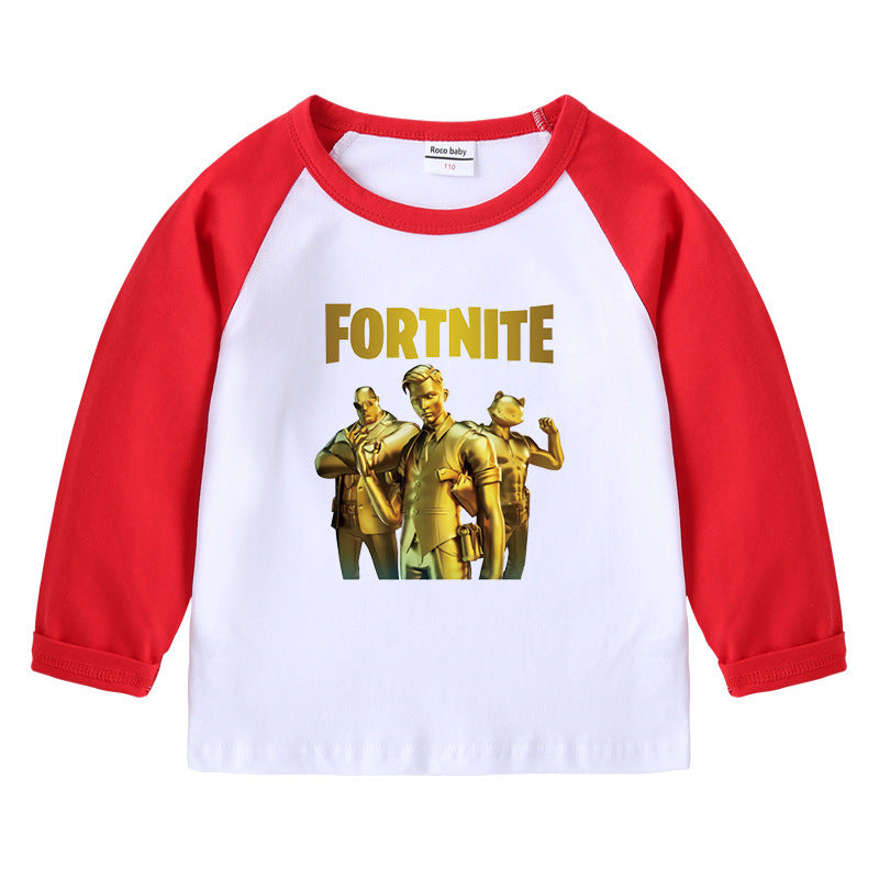 Children's T-shirt with round neck cartoon long sleeves