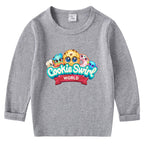 Children's cotton T-shirt with round neck and long sleeved base