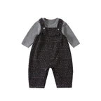 Cute Baby Leopard Print Overalls Set Kids  Bodysuit Bottoms Two-Piece Outfit