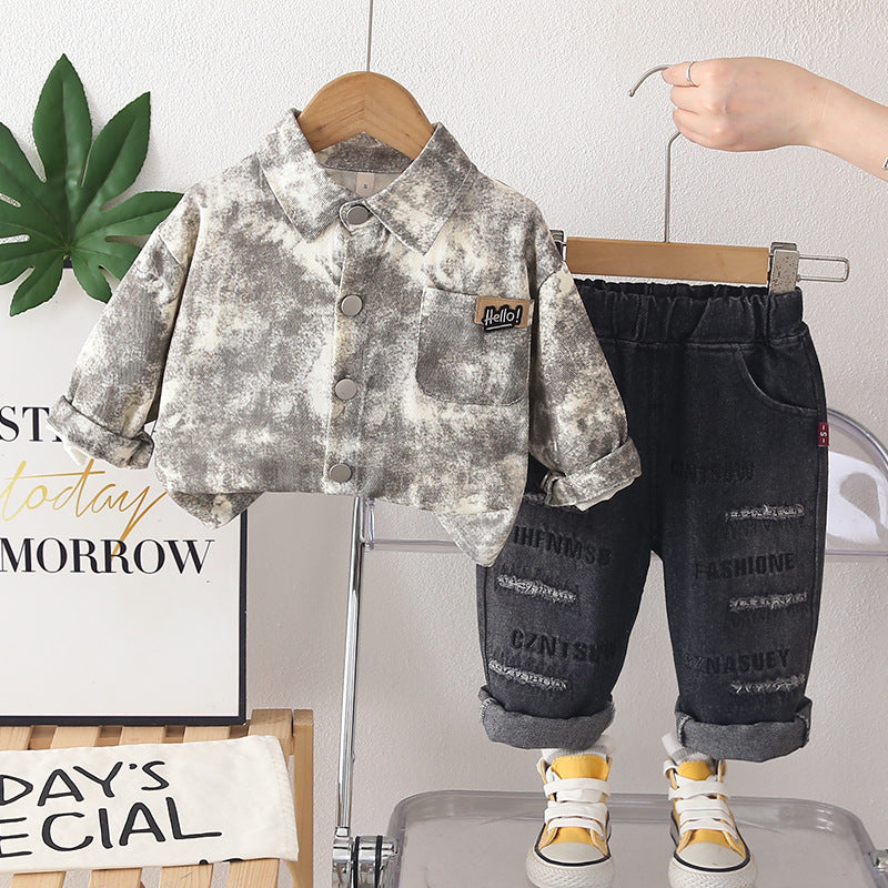 Children's tie dye long sleeved two-piece set for baby spring and autumn