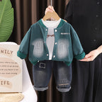 Casual children's coat long sleeved three piece set
