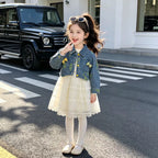 Casual dress denim jacket long sleeved two-piece set