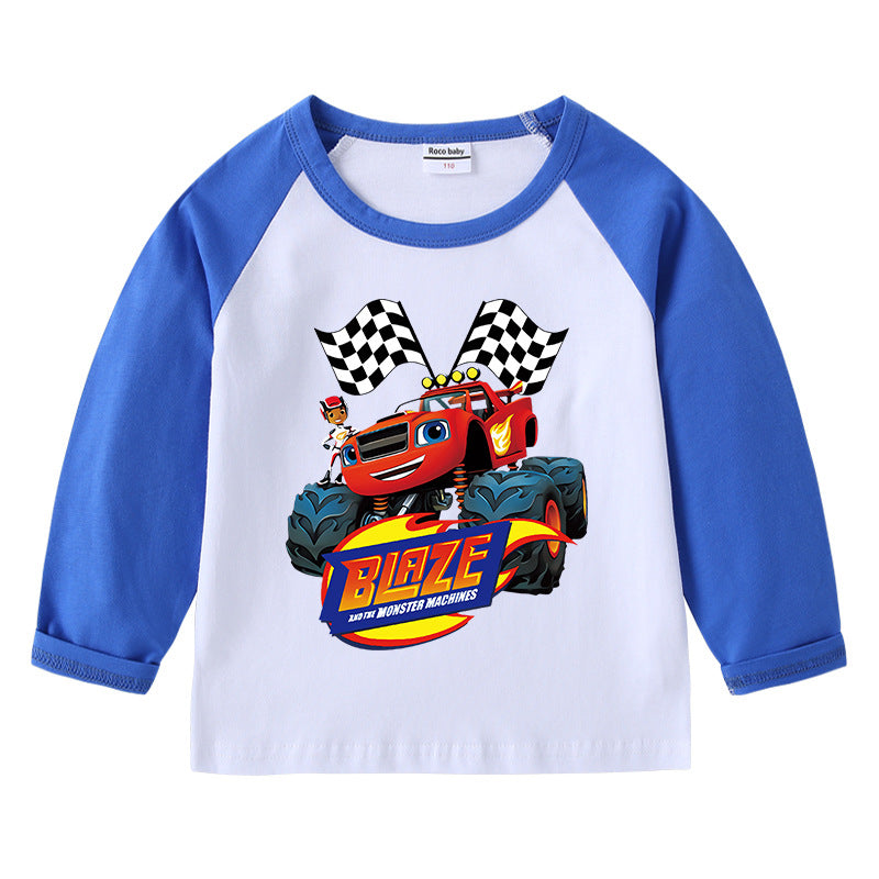 Children's T-shirt with round neck cartoon long sleeves