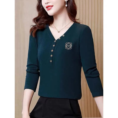 Elegantes Basic-Top für Damen in großen Größen, Samt-Optik, langärmelig, Herbst/Winter